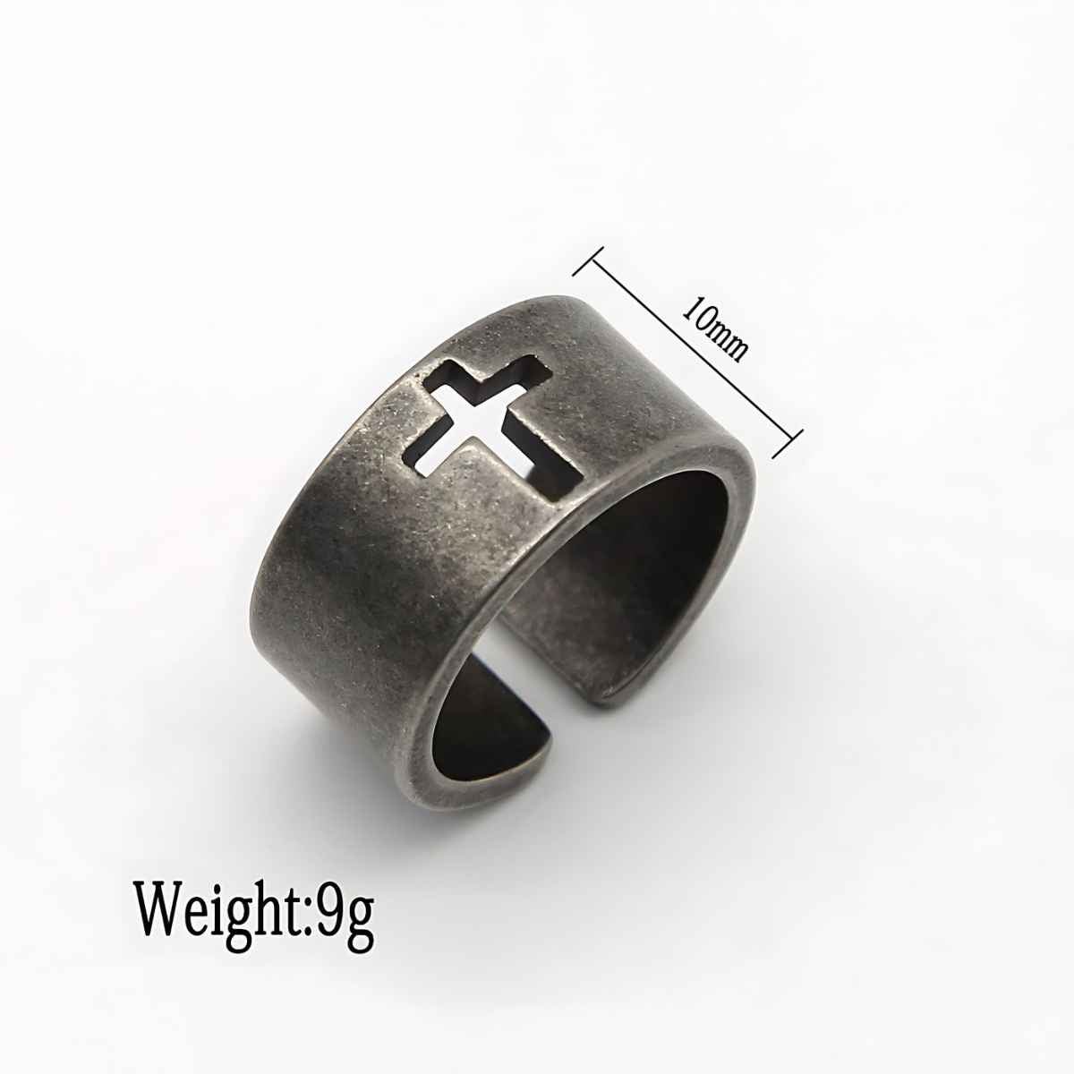 10mm Simple Cross Band Ring Stainless Steel - Xenos Jewelry