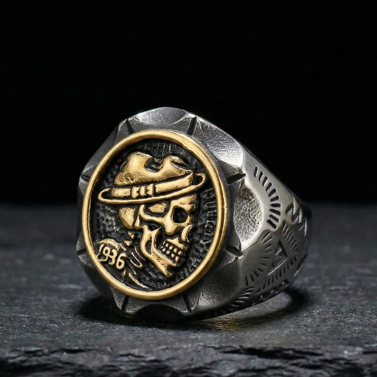 1936 Hobo Nickel Skull Coin Ring | Biker Jewelry