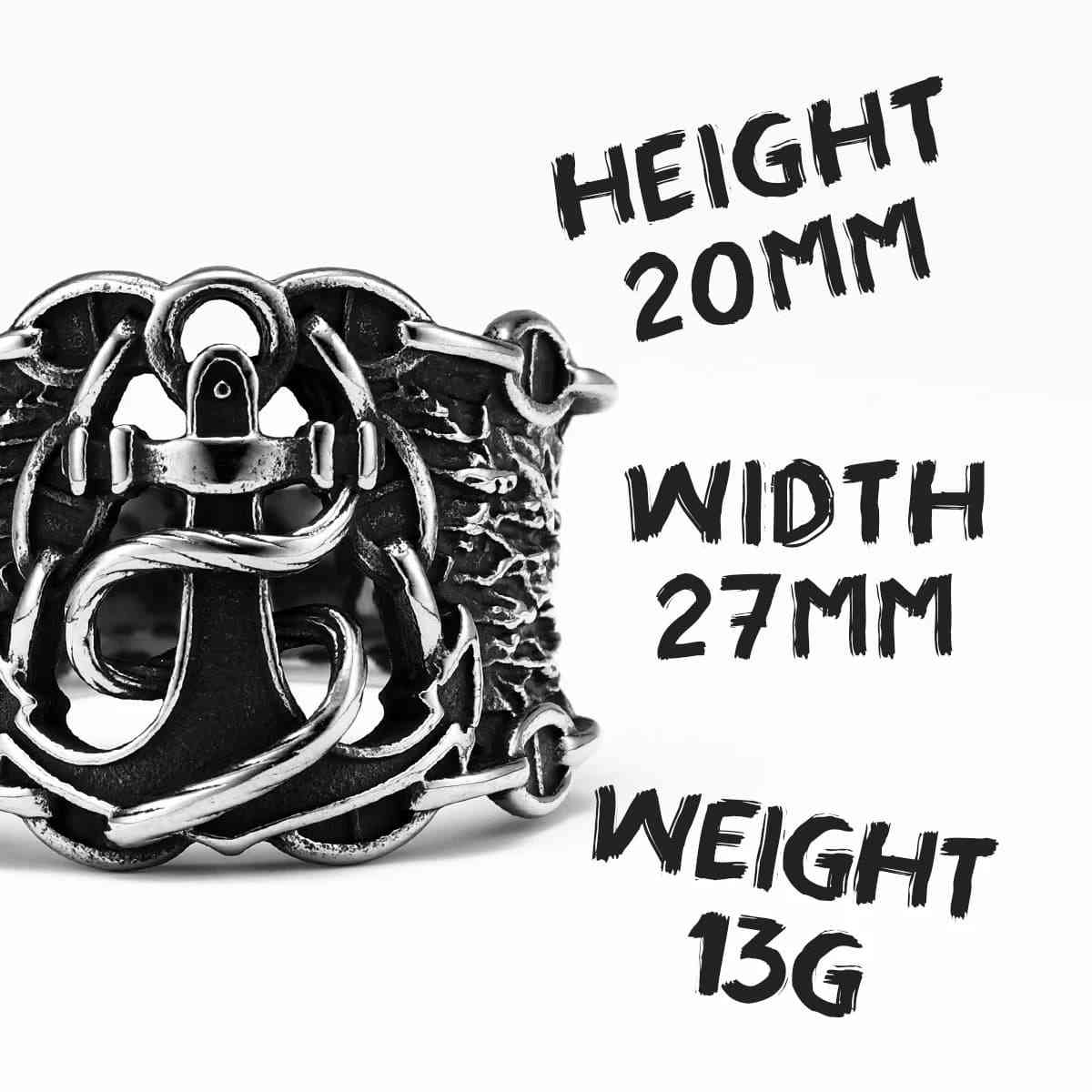 Anchor Ring with Chain Details Xenos Jewelry