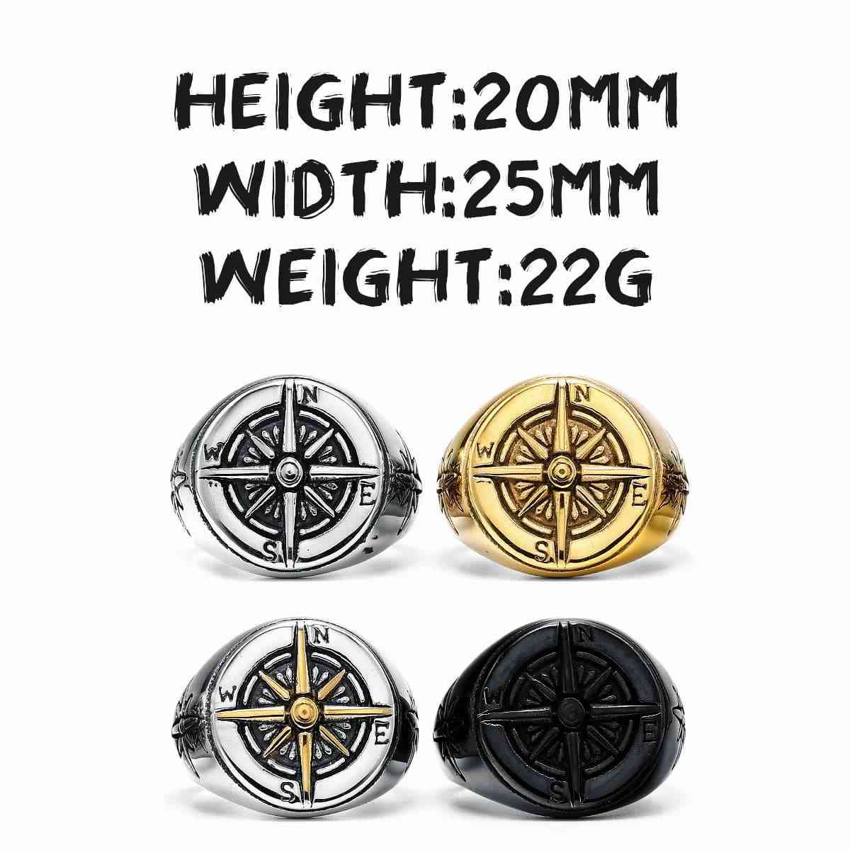 Compass Rings in Four Colors Details Xenos Jewelry