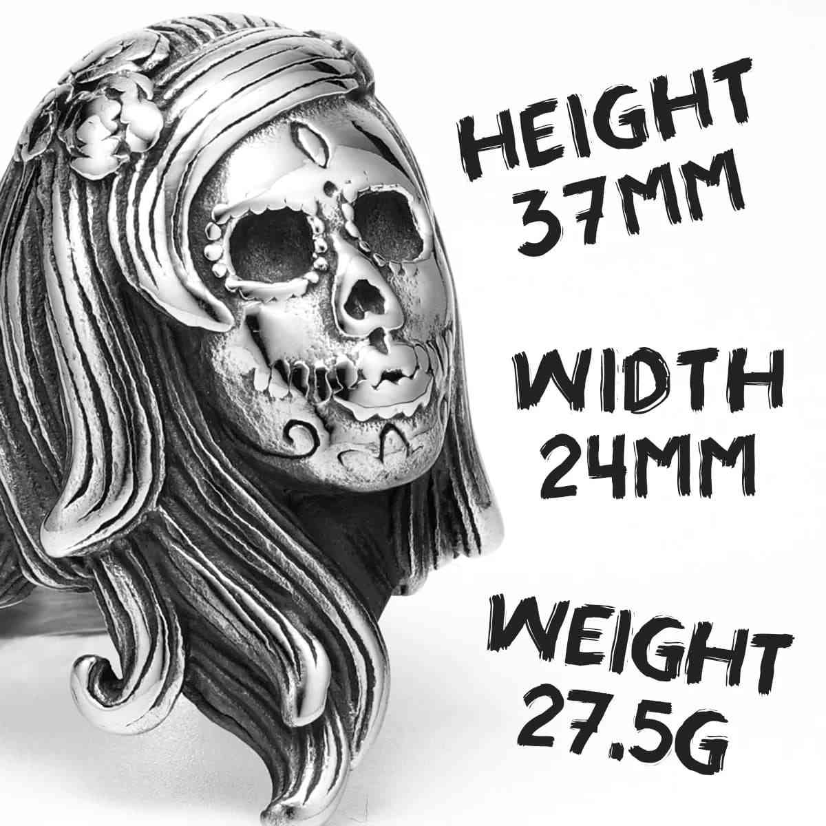 Day of the Dead Girl Skull Ring Size Xenos Jewelry