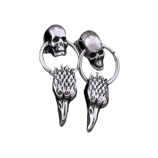 Eagle Head Skull Drop Earrings