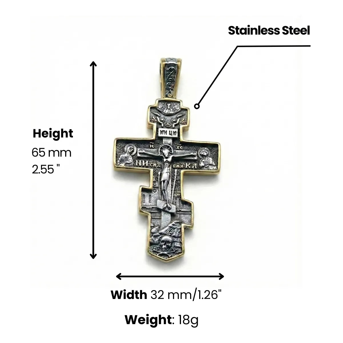 Eastern Orthodox Pendant Necklace Dimensions and Weight