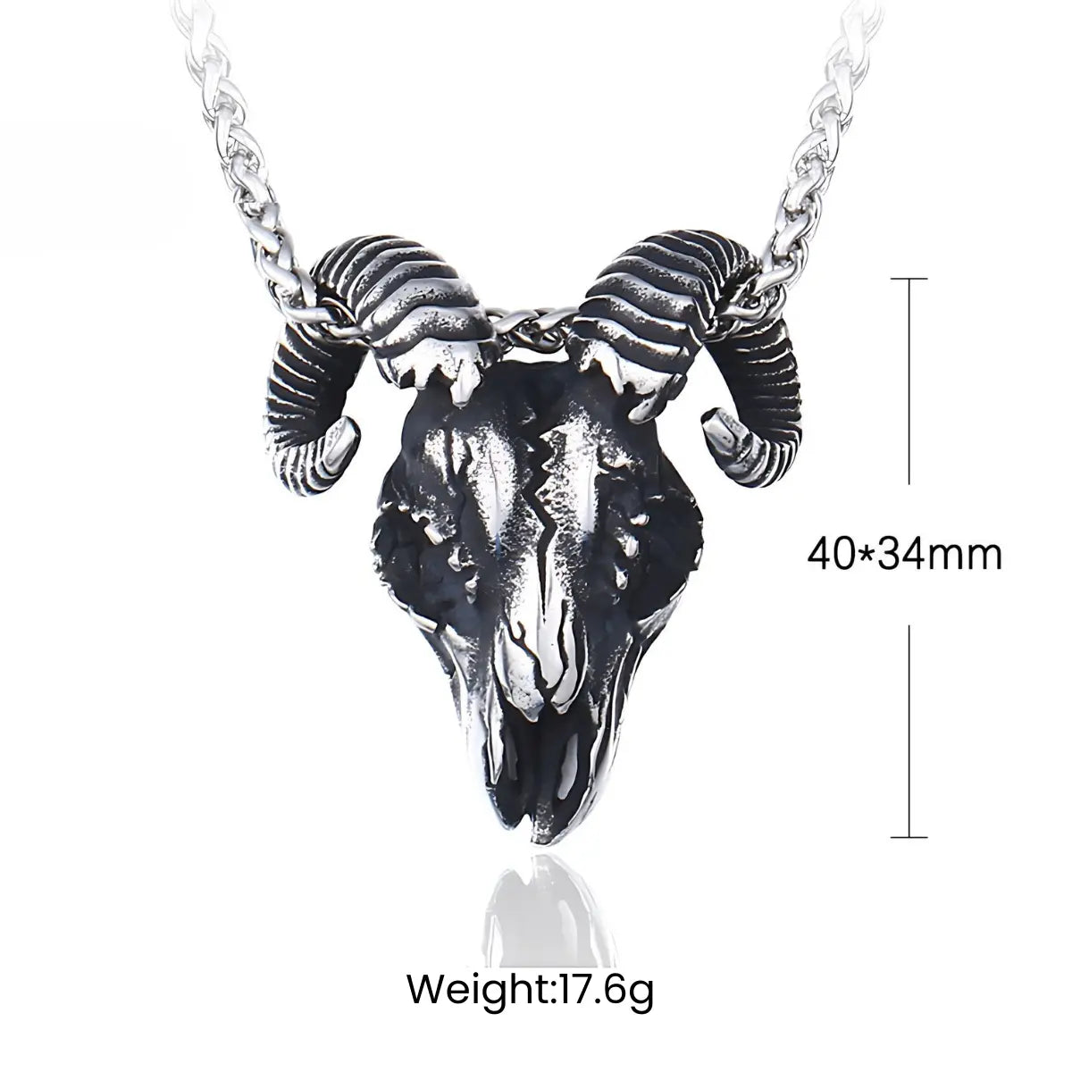 Goat Skull Necklace Dimensions and Weight Xenos Jewelry