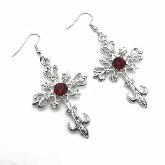 Goth Cross Dangle Earrings for Women Xenos Jewelry