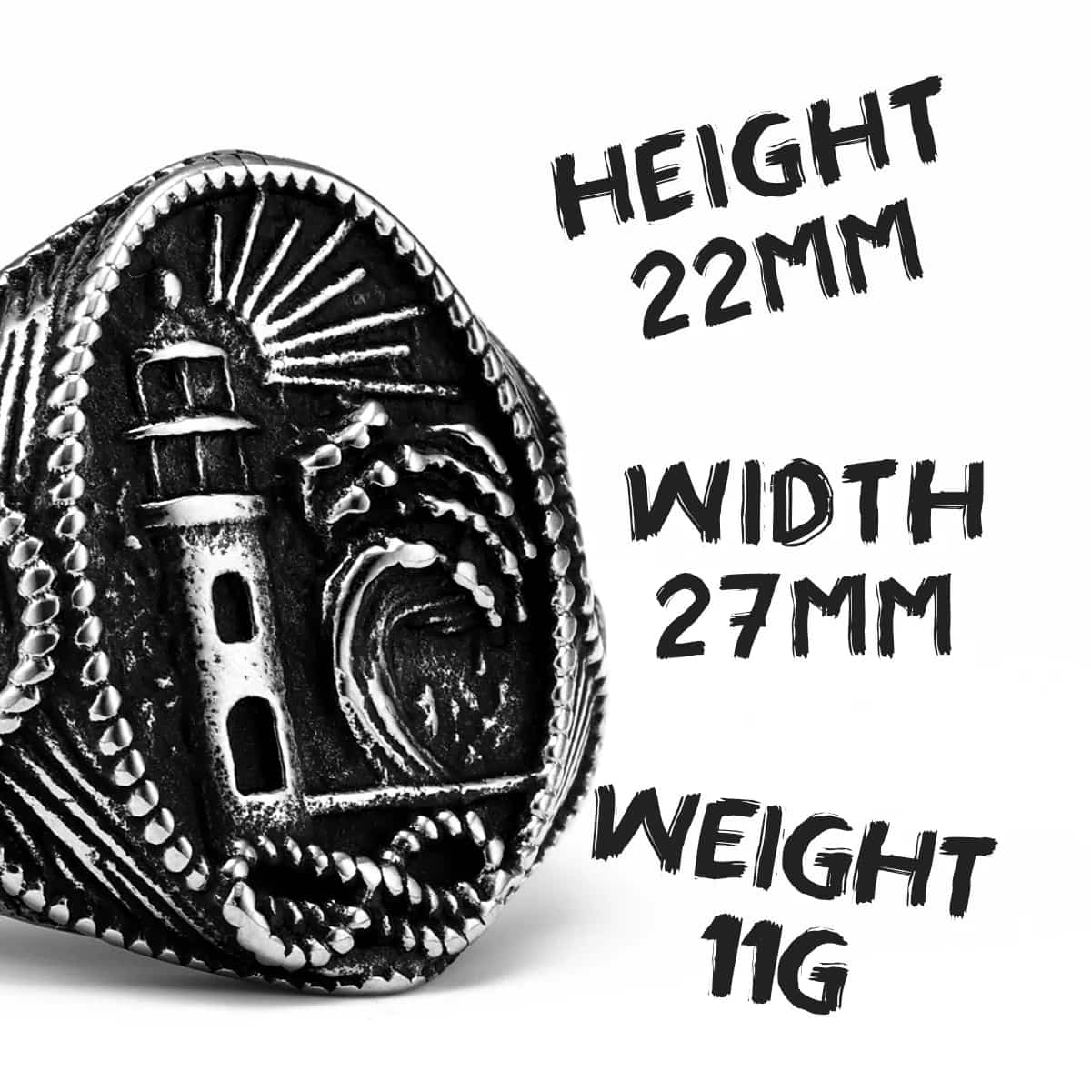 Lighthouse Anchor Ring with Waves Details Xenos Jewelry