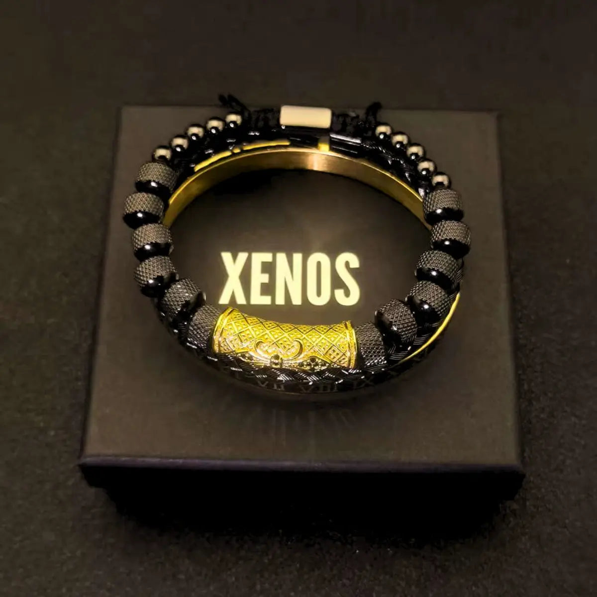 Luxury Royal Set Mens Stainless Steel Bracelet Black Presented on Box