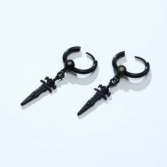 Mens Sword Earrings Black Xenos Jewelry