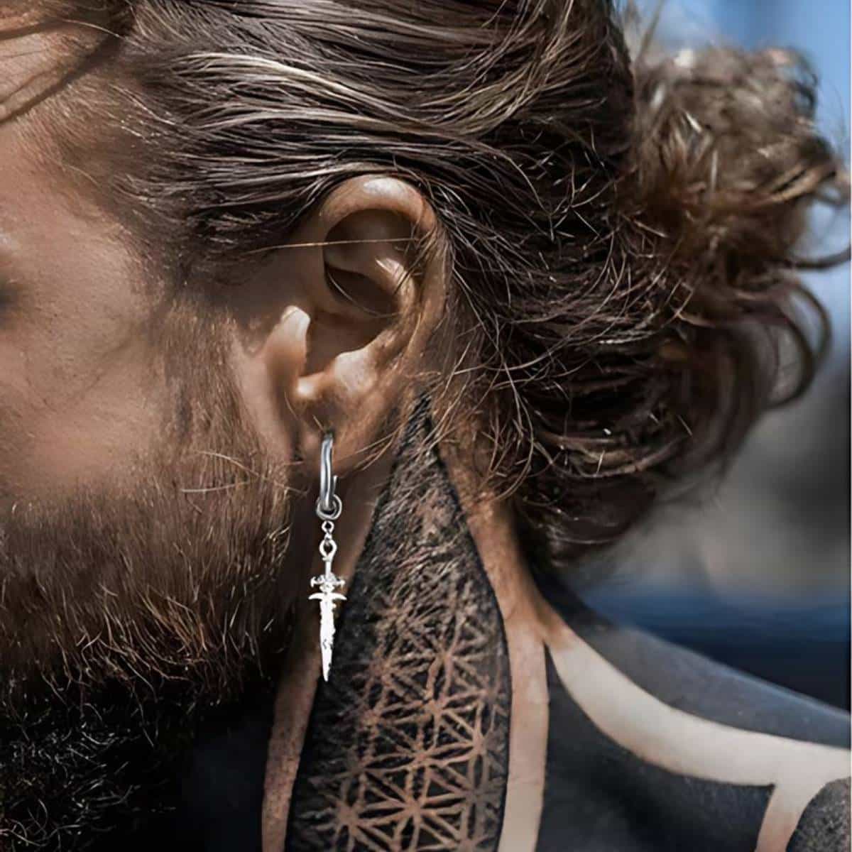 Men's Sword Earrings in Stainless Steel Xenos Jewelry