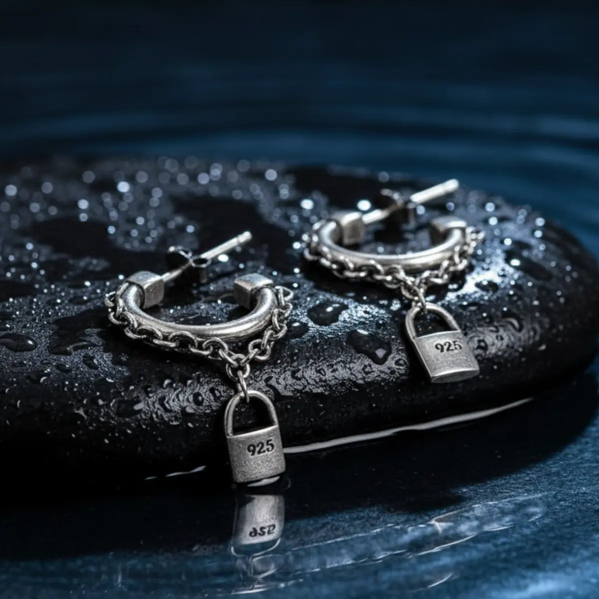 Padlock Chain Earrings Sterling Silver | Xenos Jewelry