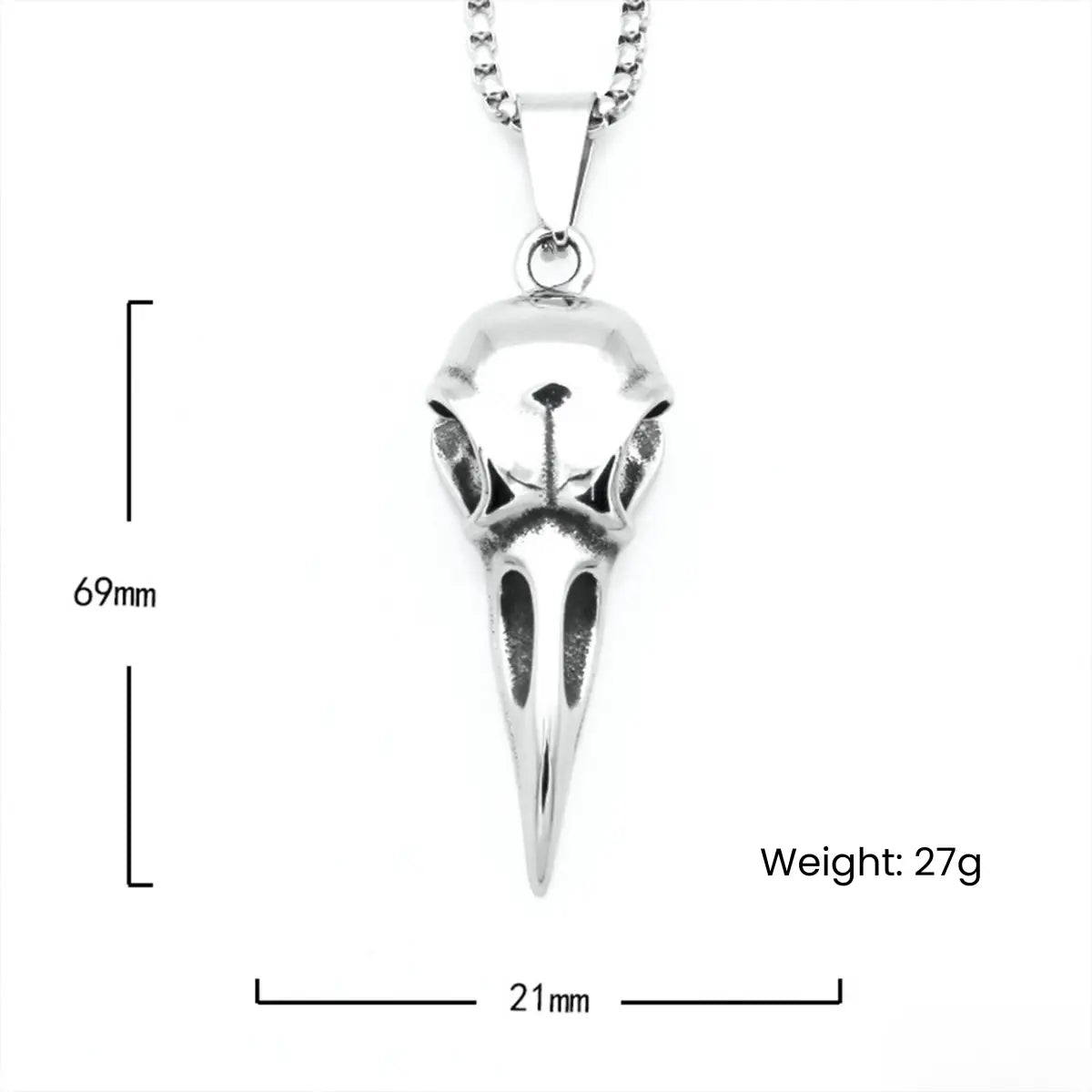 Raven Necklace Dimensions and Weight Xenos Jewelry