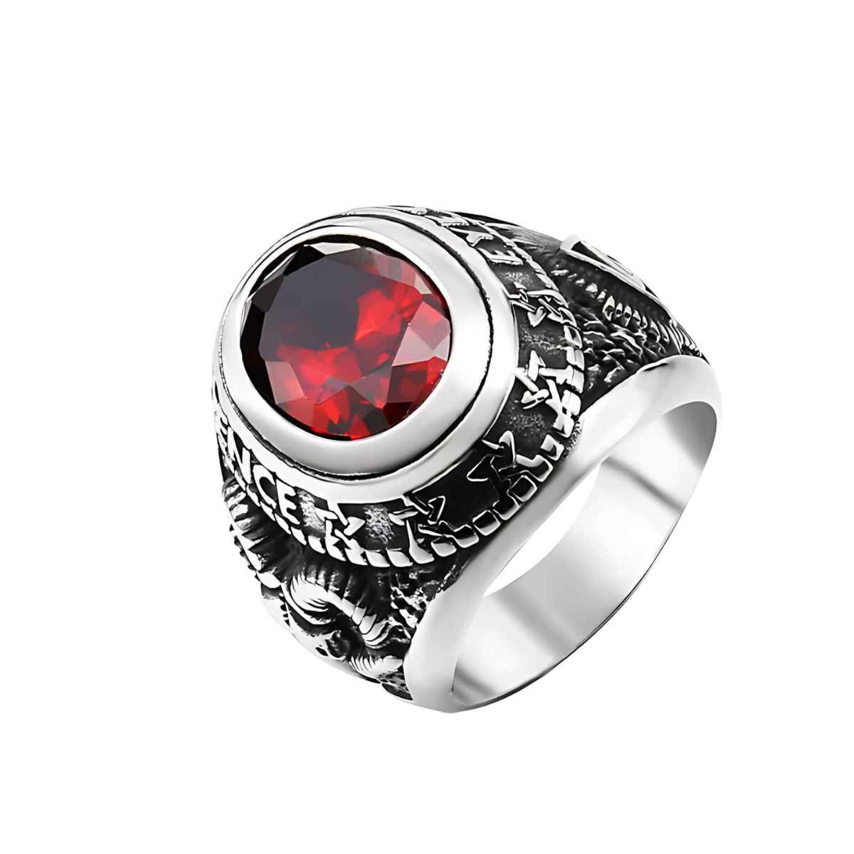 Red Gem Goat Head Ring