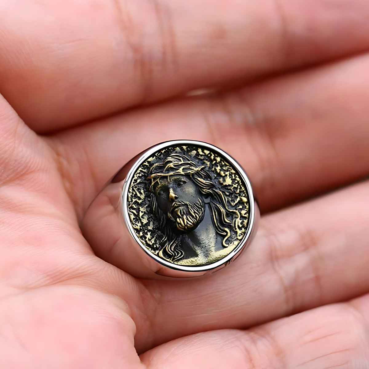 Religion Jesus Ring Stainless Steel Xenos Jewelry