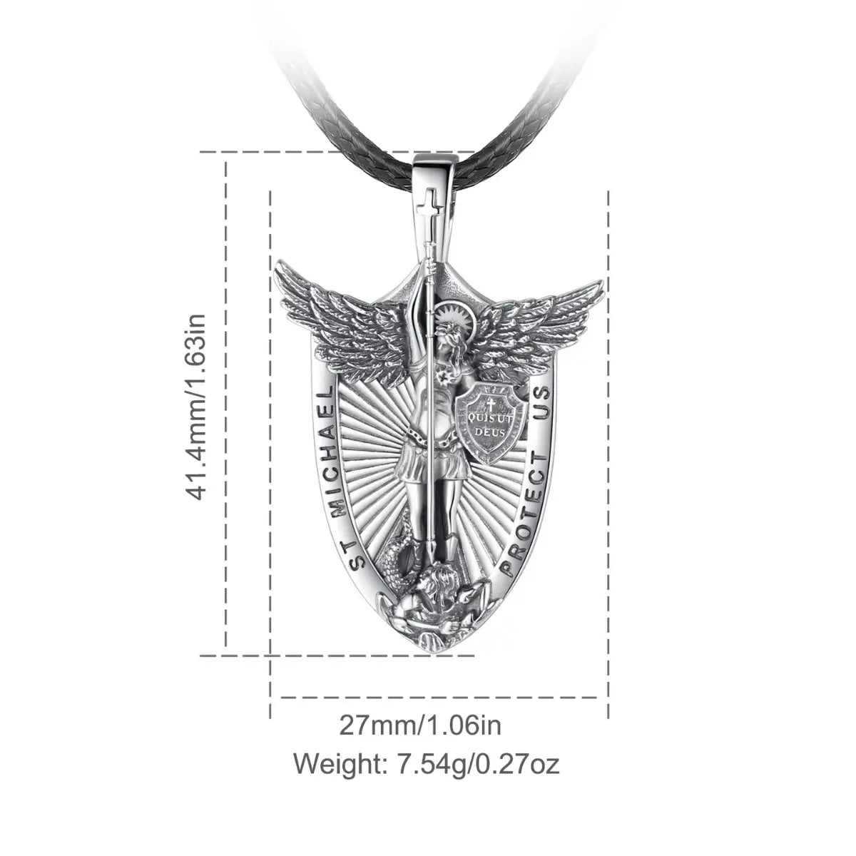 Saint Michael Shield Necklace Dimensions and Weight