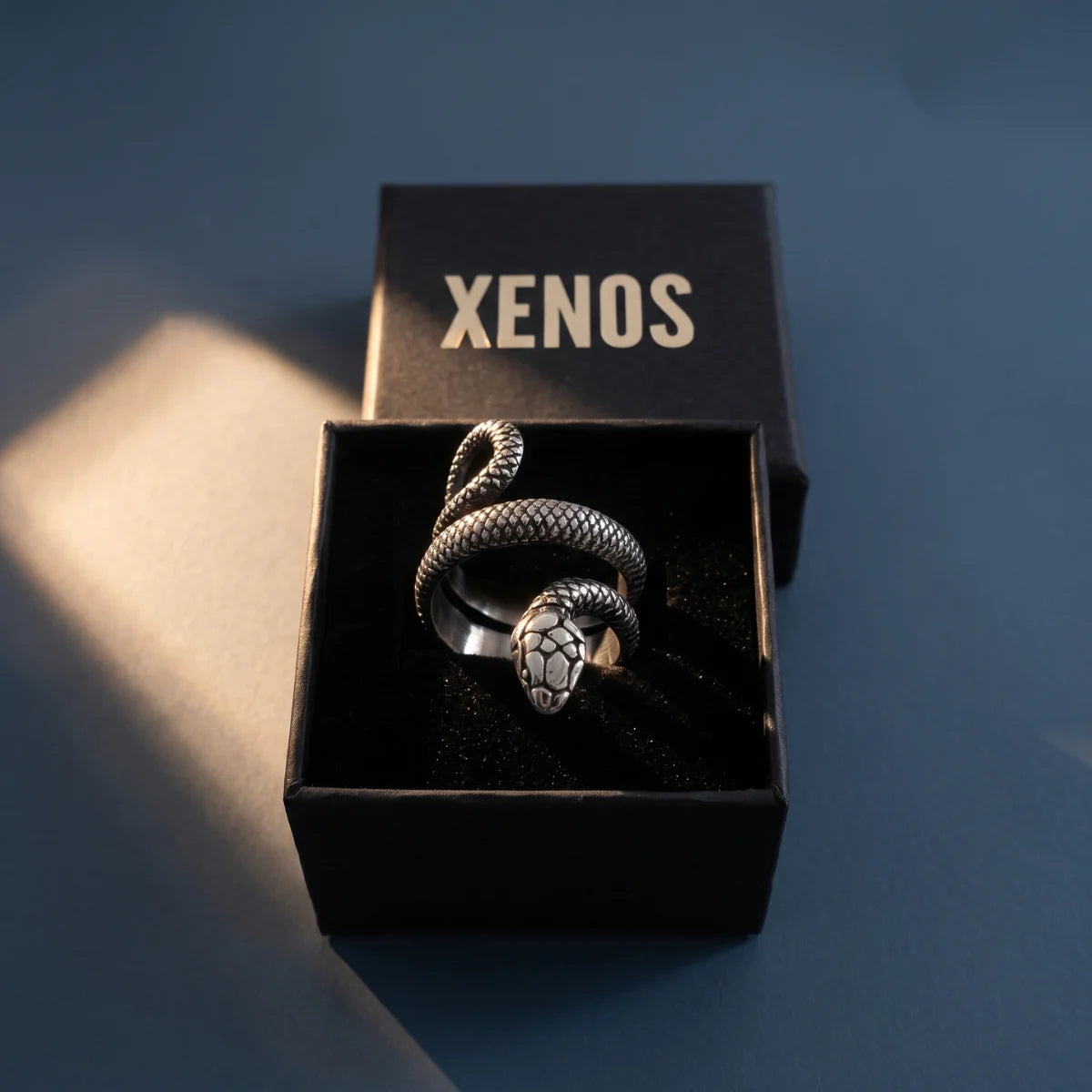 Serpent Ring Displayed in Xenos Jewelry Box