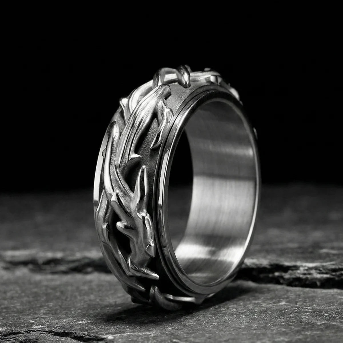 Silver Spinner Thorns Ring | Fidget Rings