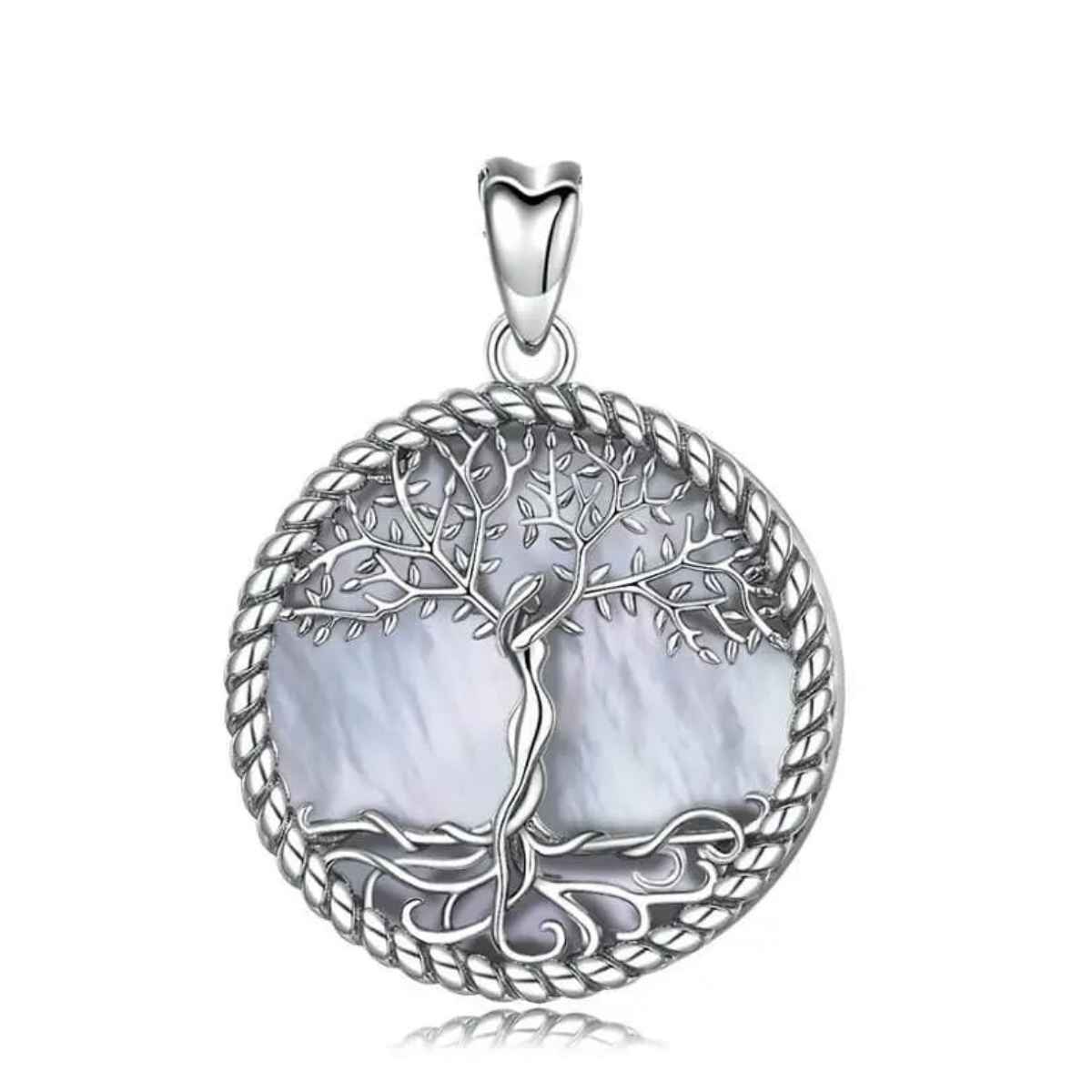 Silver Tree of Life Necklace with Mother of Pearl Inlay Xenos