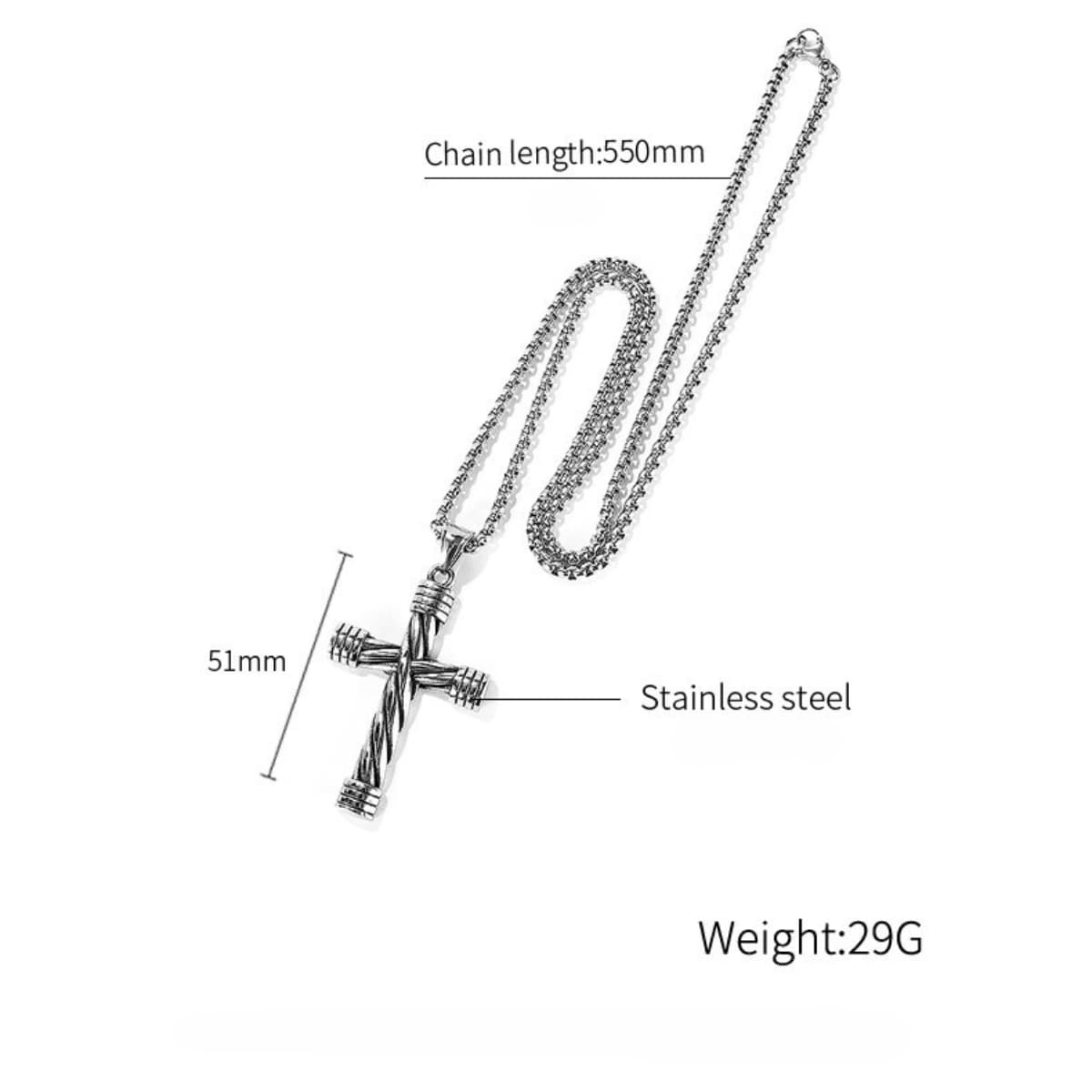 Simple Cross Pendant Necklace Dimensions and Weight Xenos Jewelry