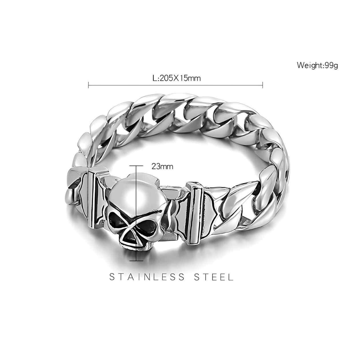 Skull Chain Bracelet Stainless Steel Xenos Jewelry