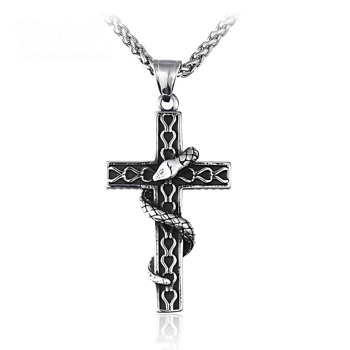 Stainless Steel Snake Cross Pendant