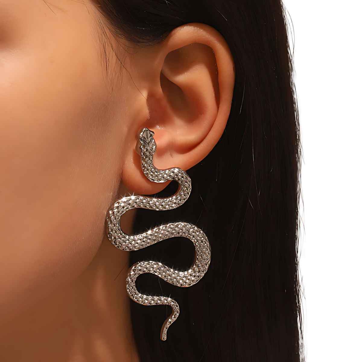 Snake Drop Earrings for Women Silver Xenos Jewelry