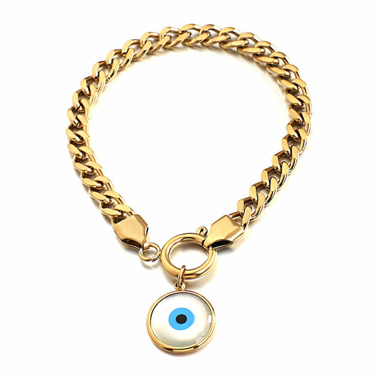 Stainless Steel Evil Eye Bracelet for Women Gold Xenos Jewelry