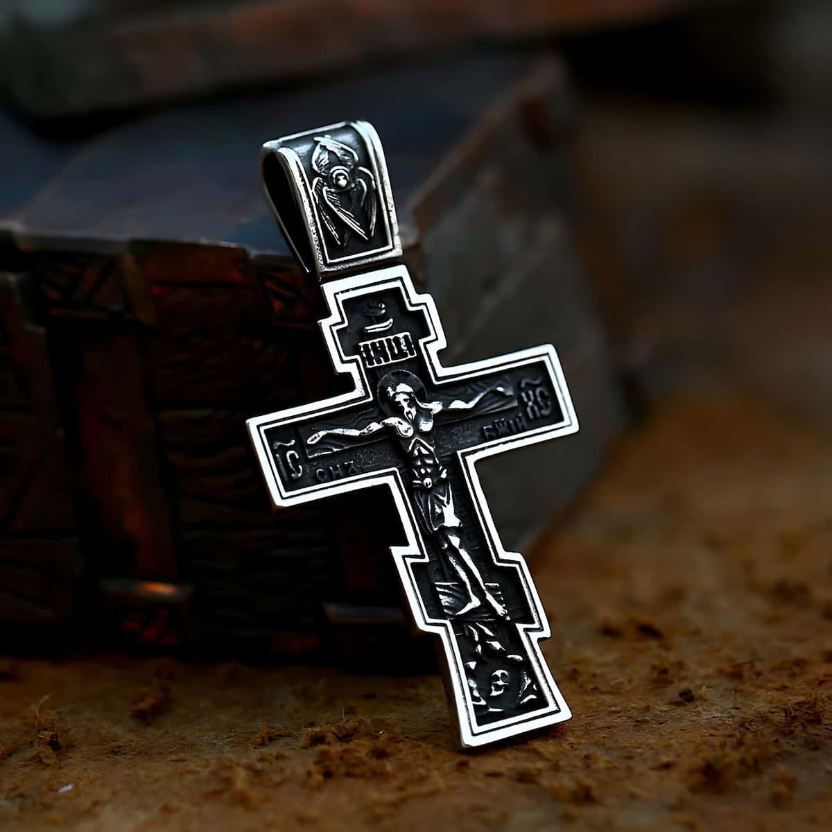 Stainless Steel Orthodox Cross Necklace Silver Xenos Jewelry