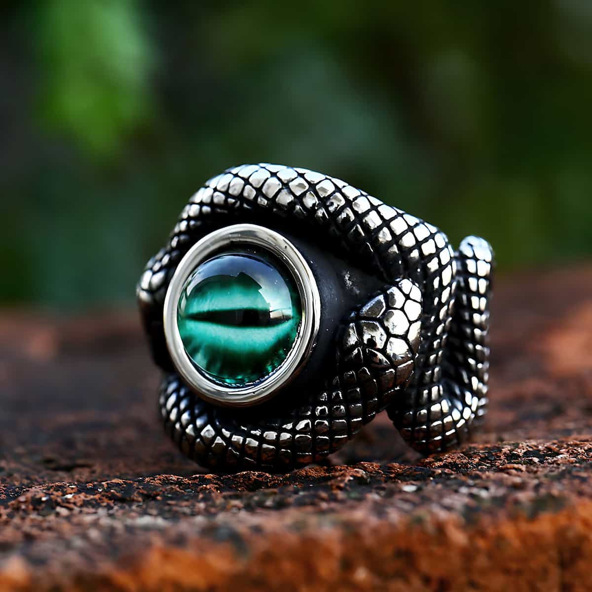 Stainless Steel Snake Eye Gemstone Ring
