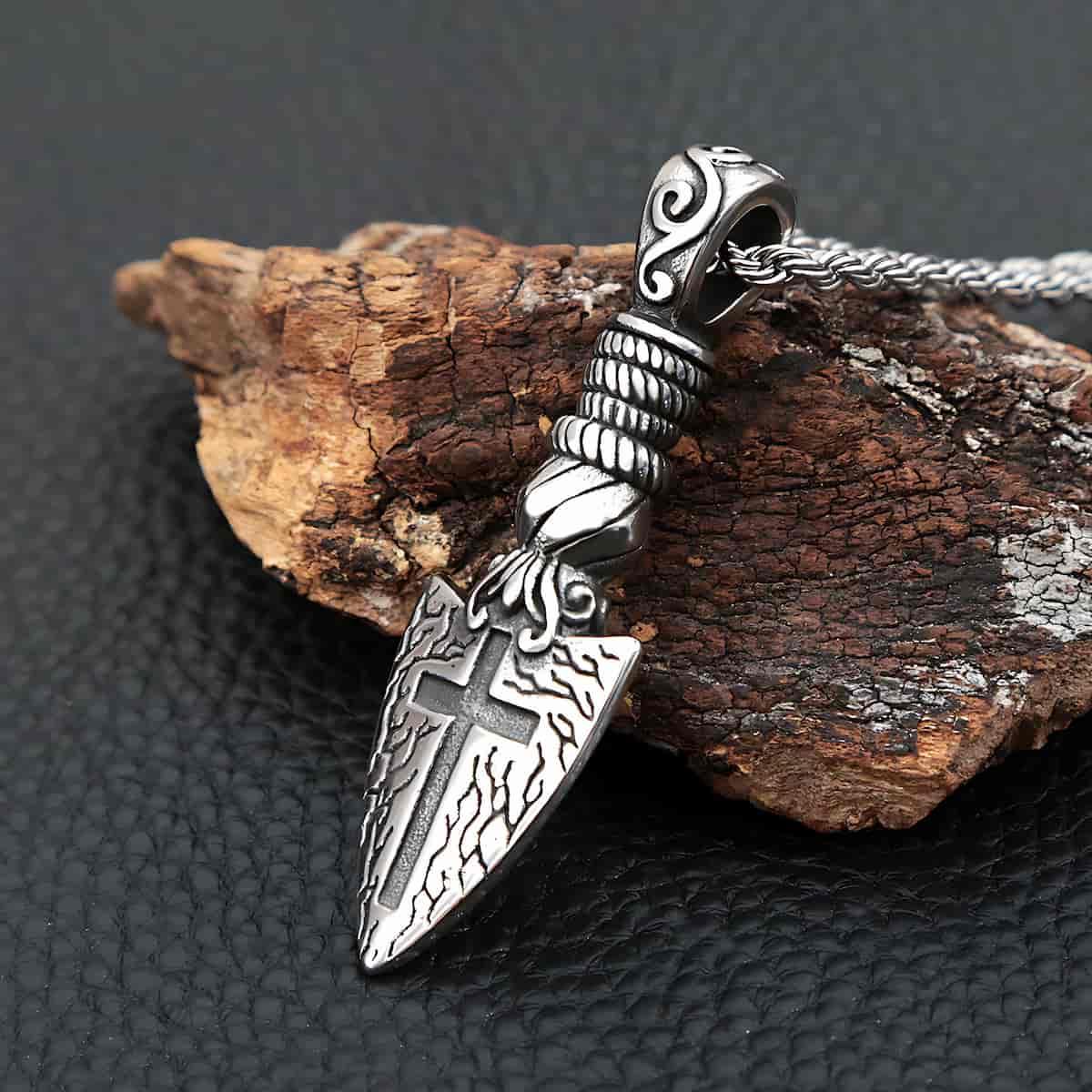 Stainless Steel Sword Pendant Necklace - Main Image