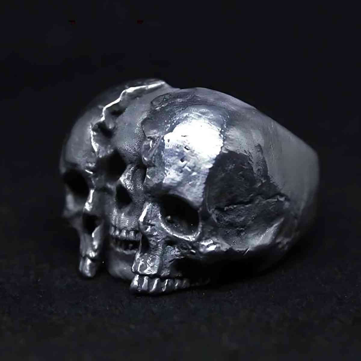 Three Headed Skull Ring Xenos Jewelry