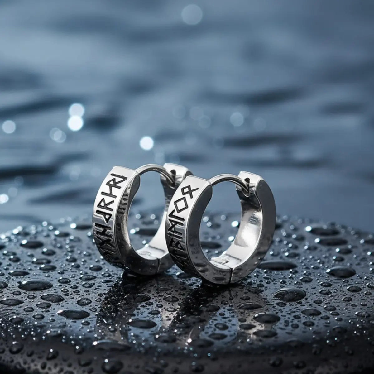 Viking Runes Hoop Earrings | Xenos Jewelry