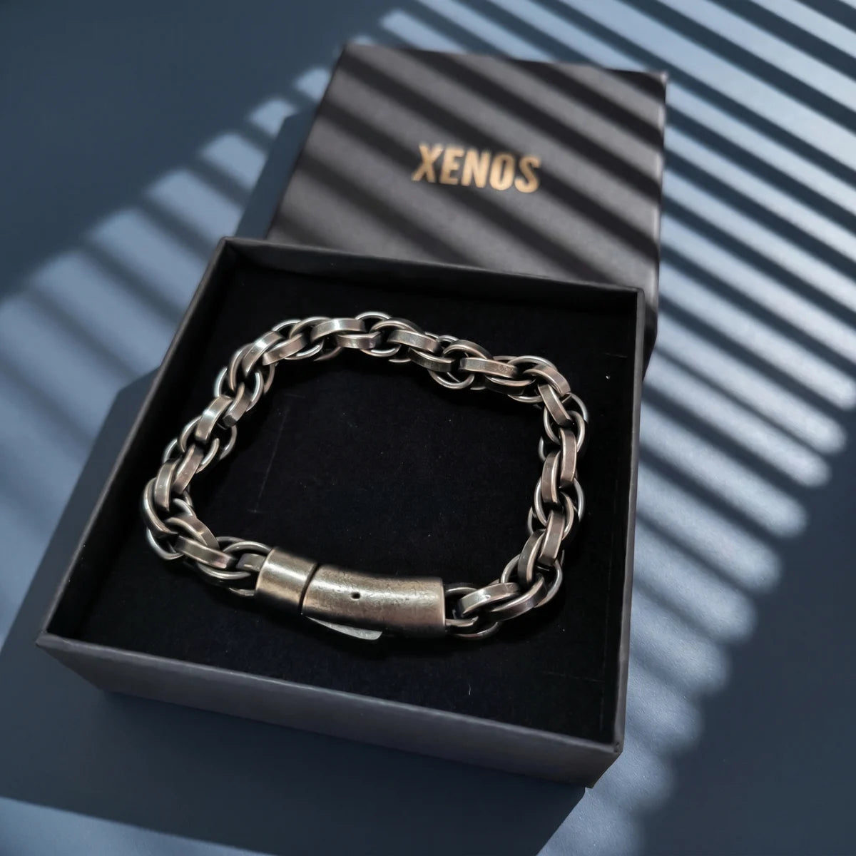 Wheat Chain Bracelet Vintage Steel Inside a Xenos Jewelry Box