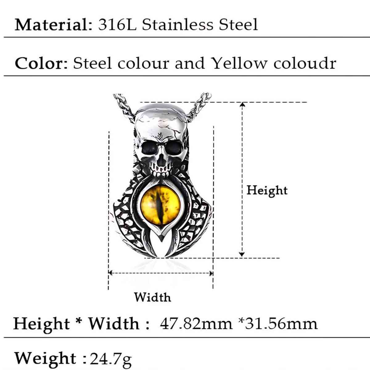 Yellow Evil Eye Skull Necklace