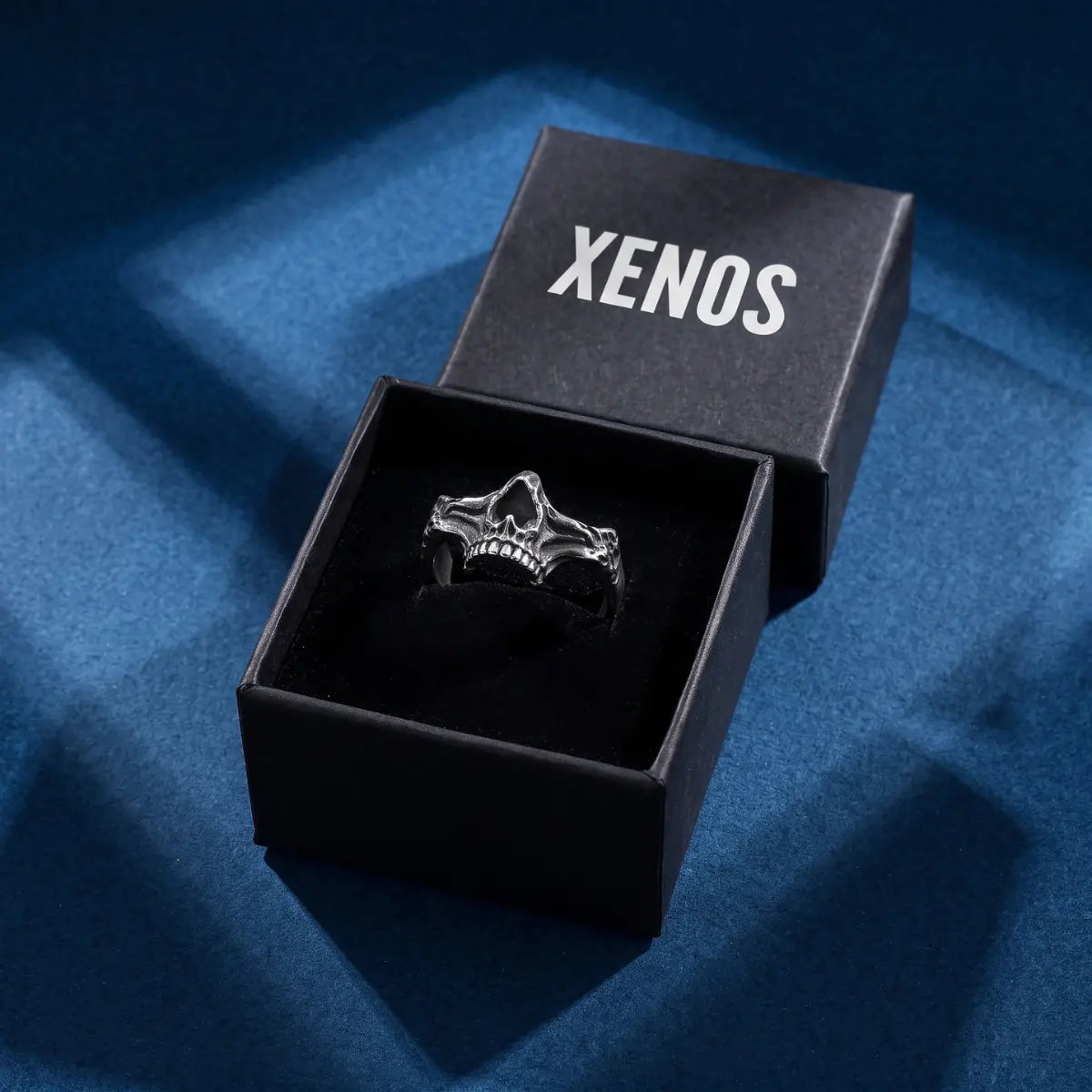 Half Jaw Skeleton Ring Displayed in Xenos Jewelry Box
