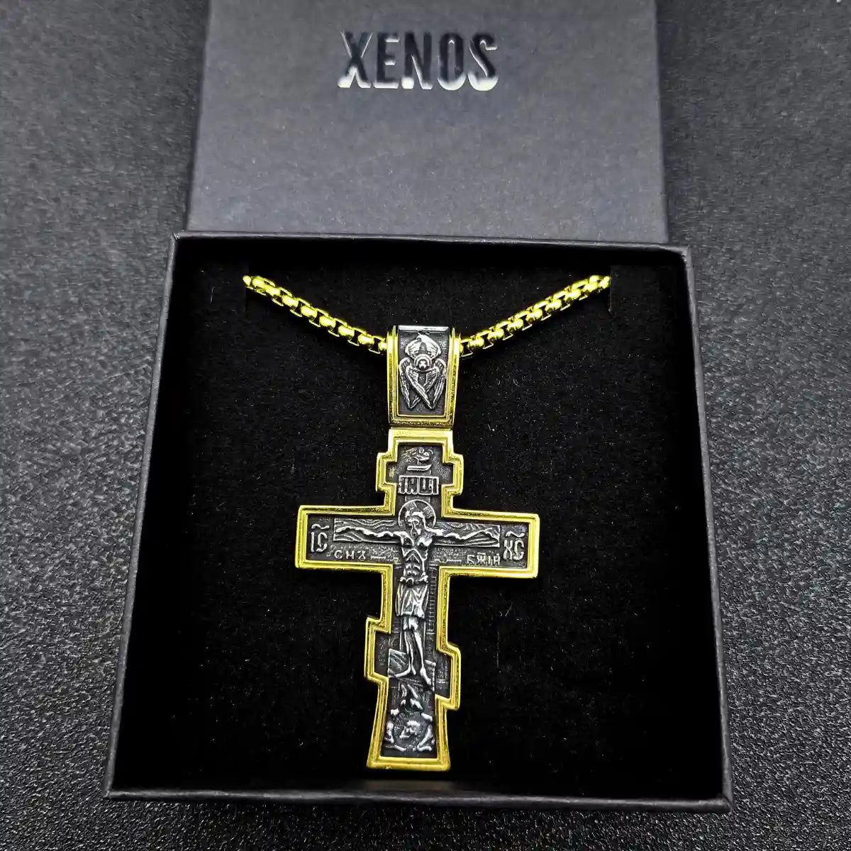 Orthodox Cross Necklace Gold Xenos Gift Box Christian Apparel Accessories