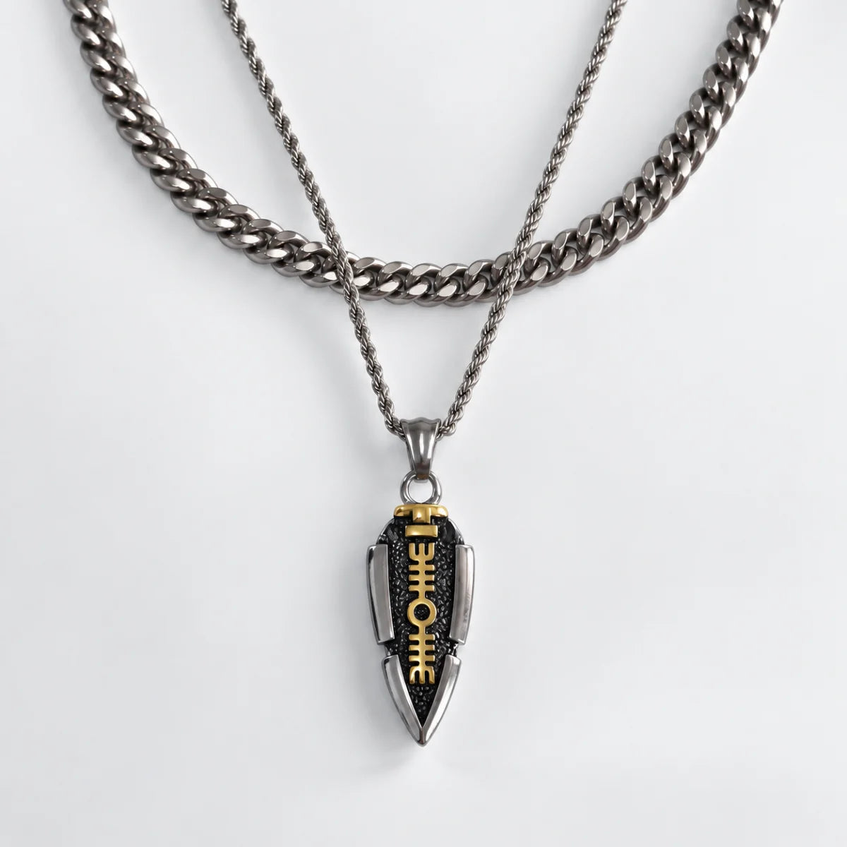 valknut spearhead pendant necklace layered set white background