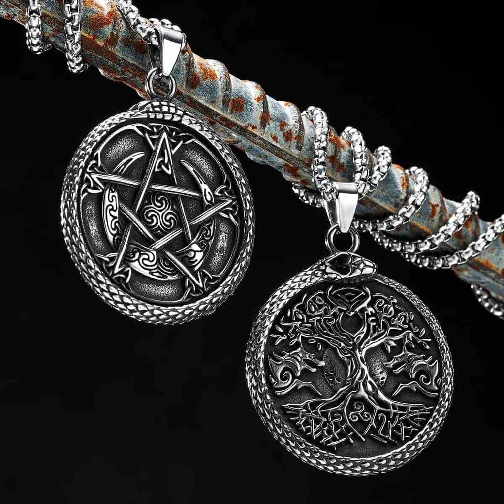 Tree Of Life Yggdrasil Pendant Necklace - 20" Silver Plated Chain, Handmade, Gift Bag Included
