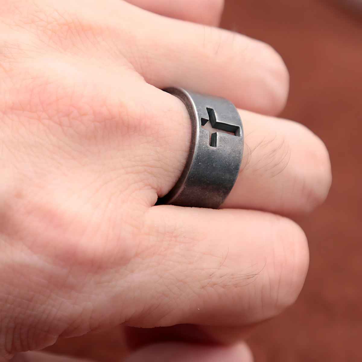10mm Simple Cross Band Ring Stainless Steel - Xenos Jewelry