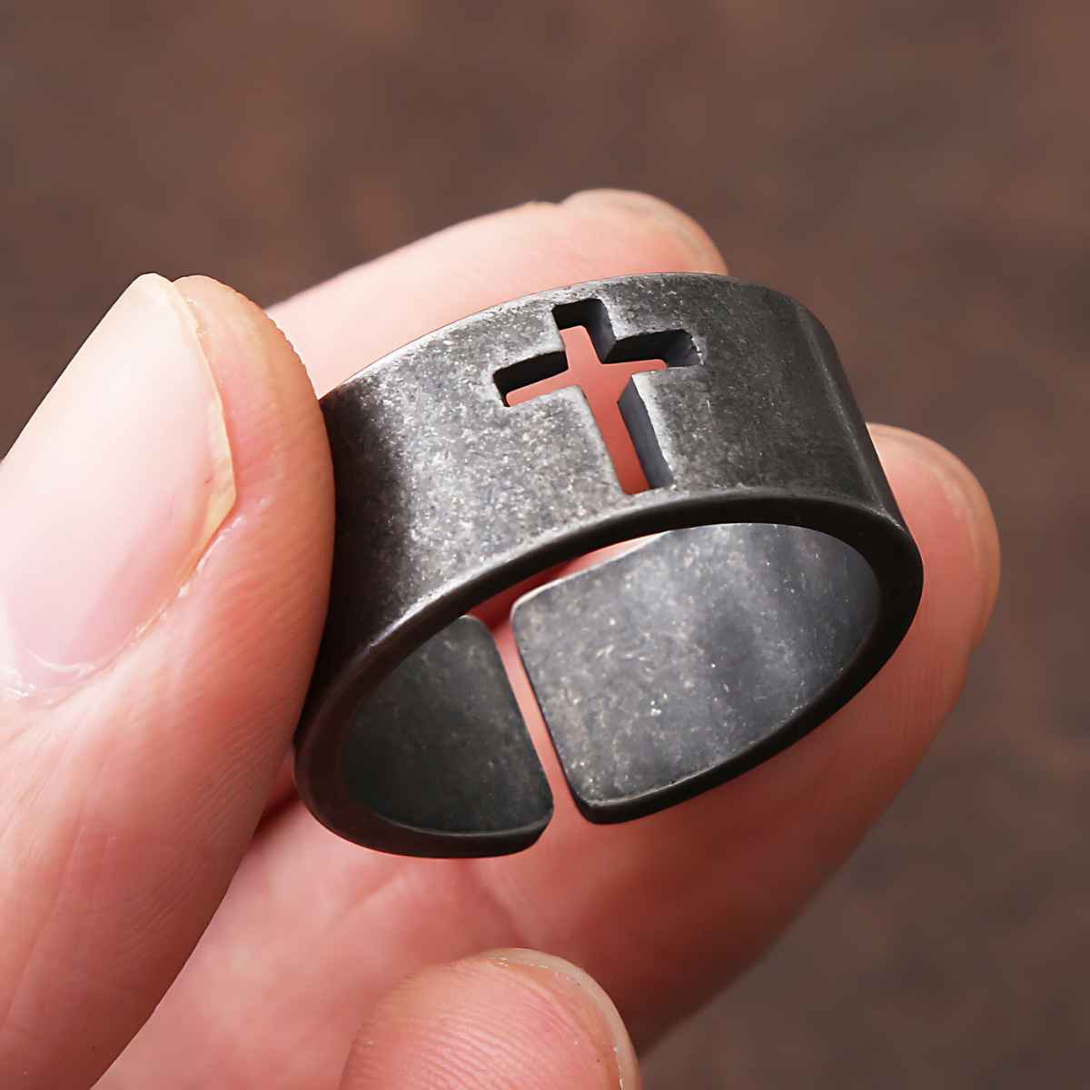 10mm Simple Cross Band Ring Stainless Steel - Xenos Jewelry