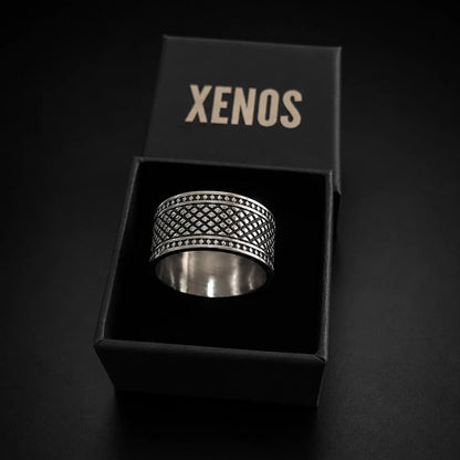 13mm Textured Band Ring Displayed in Xenos Jewelry Box