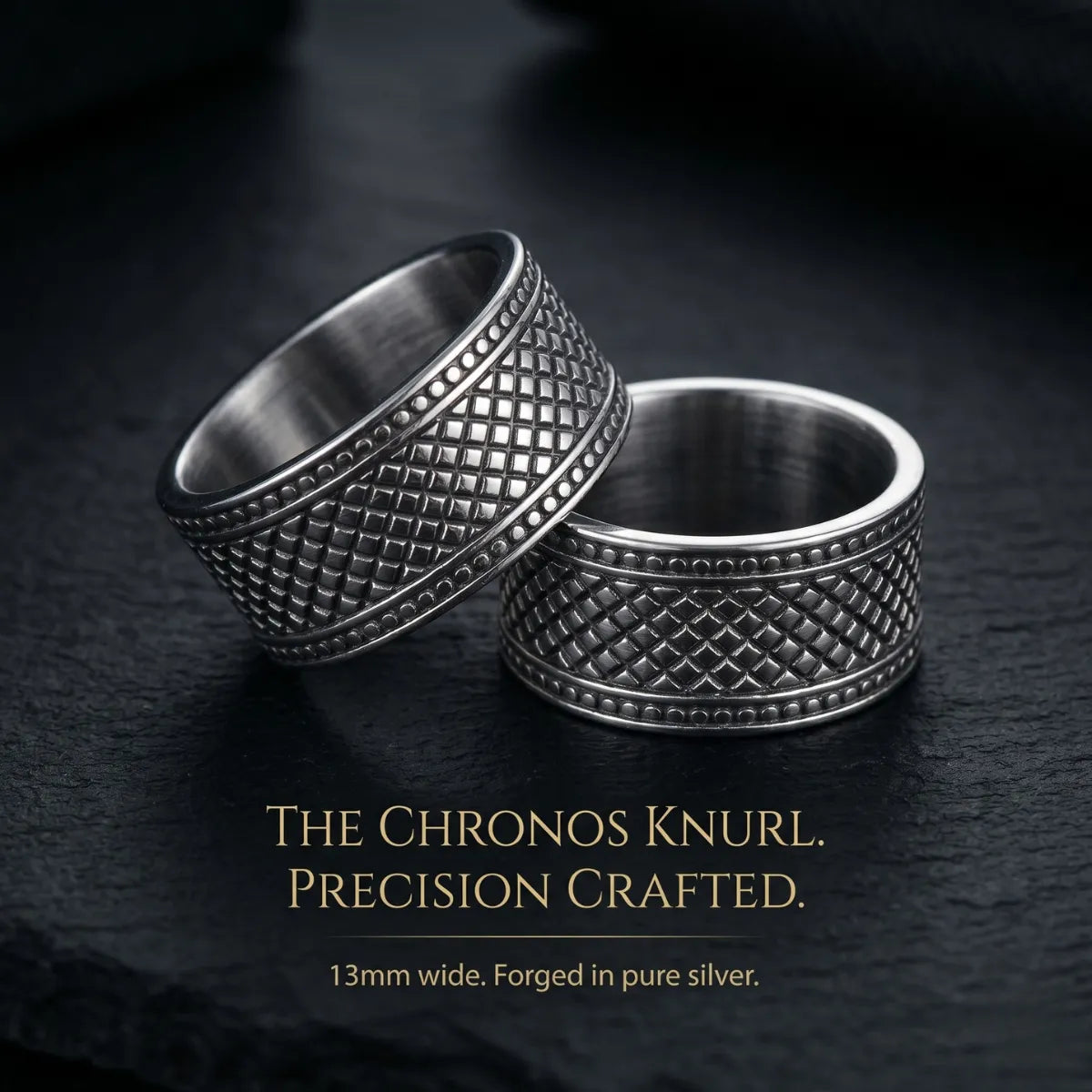 13mm Textured Band Rings Collection Premium Stainless Steel Chunky Gothic Mens Rings