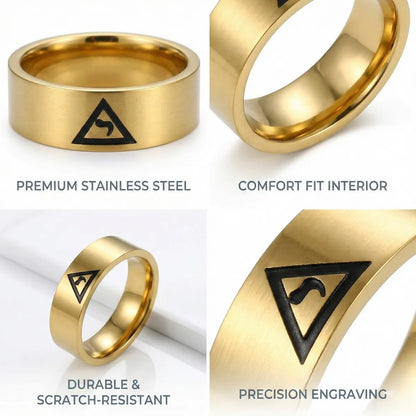 14th Degree Masonic Ring 8mm Gold Features