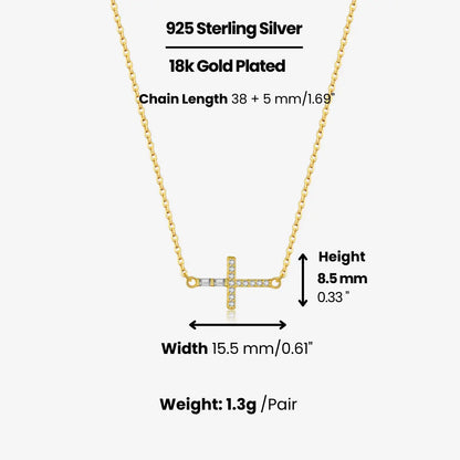 18K Gold Plated Sideways Cross Necklace Dimensions and Weight