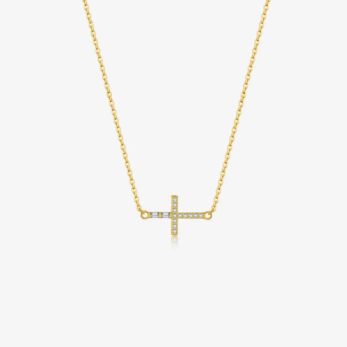 18K Gold Plated Sideways Cross Necklace