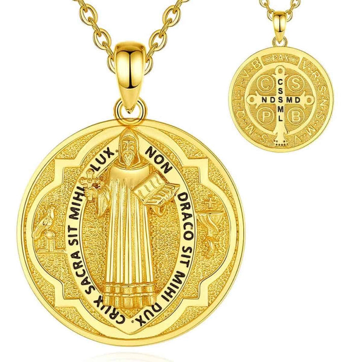 18K Gold Plated Silver St. Benedict Medal