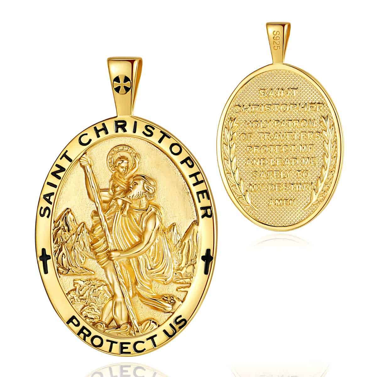 18K Gold Plated Silver St Christopher Necklace Pendant Only Xenos Jewelry