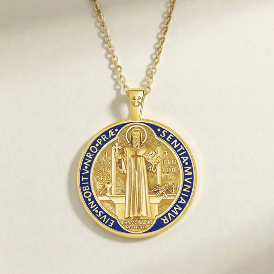 18k Gold Enamel St Benedict Pendant