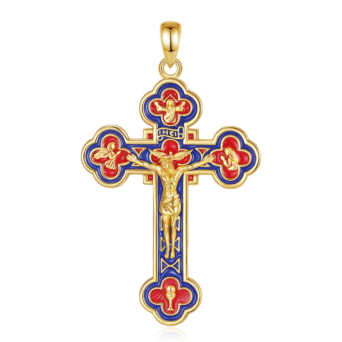 18k Gold Plated Silver Budded Cross Crucifix Pendant Only
