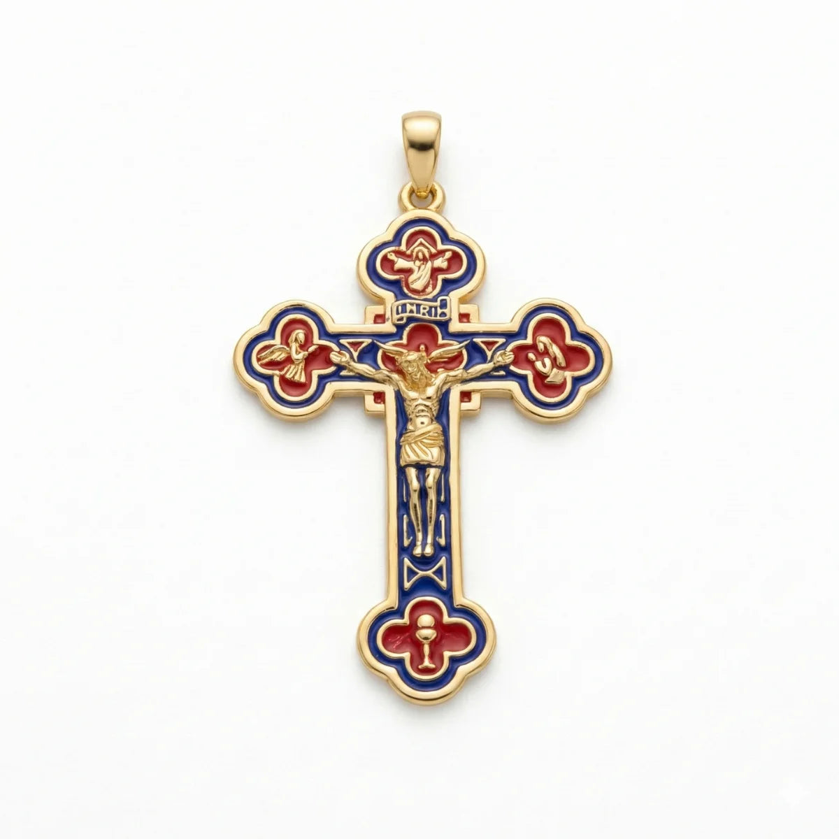 18k Gold Plated Silver Budded Cross Crucifix