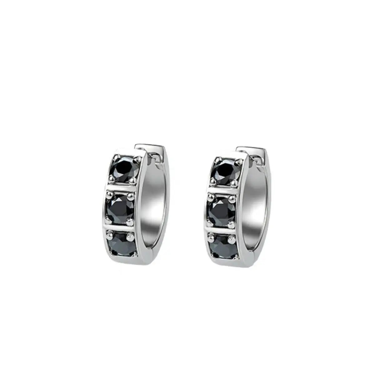 3.5mm Chunky Diamond Huggie Hoop Earrings Black